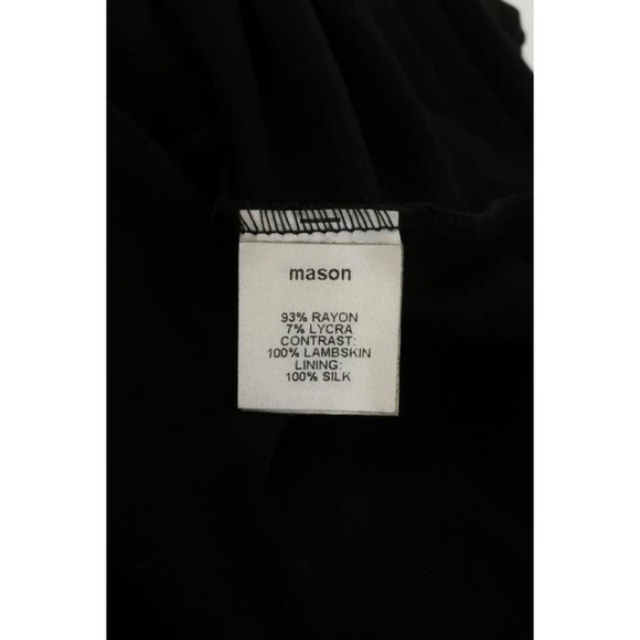 Michelle Mason Dress Black Stretch Jersey Size Small Leather Sleeve Mini NEW - Picture 8 of 8